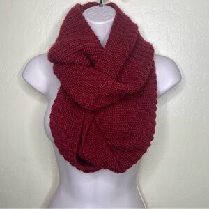 Cozy Red Knit Infinity Scarf